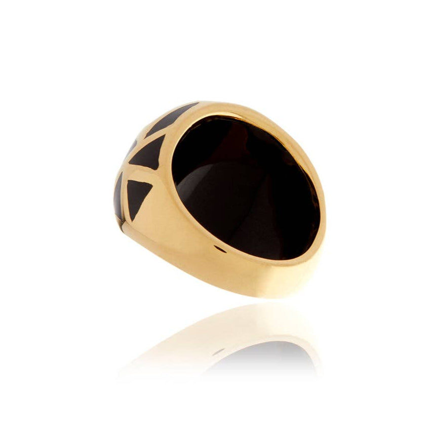 Les Racines Gold and Onyx Ceramic Ring. 4 of 4.
