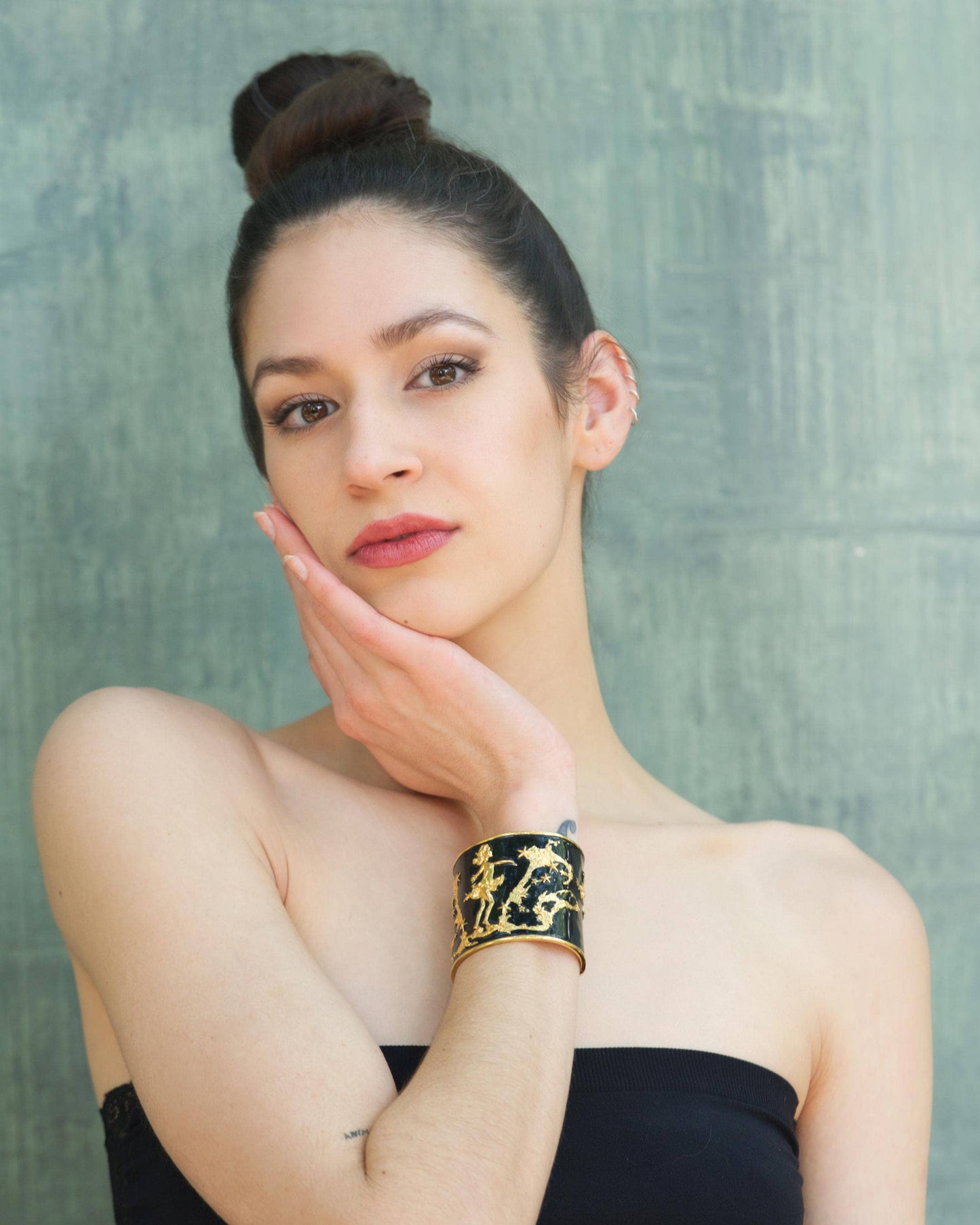 She Moves The Stars Cuff Bracelet - Black & Gold