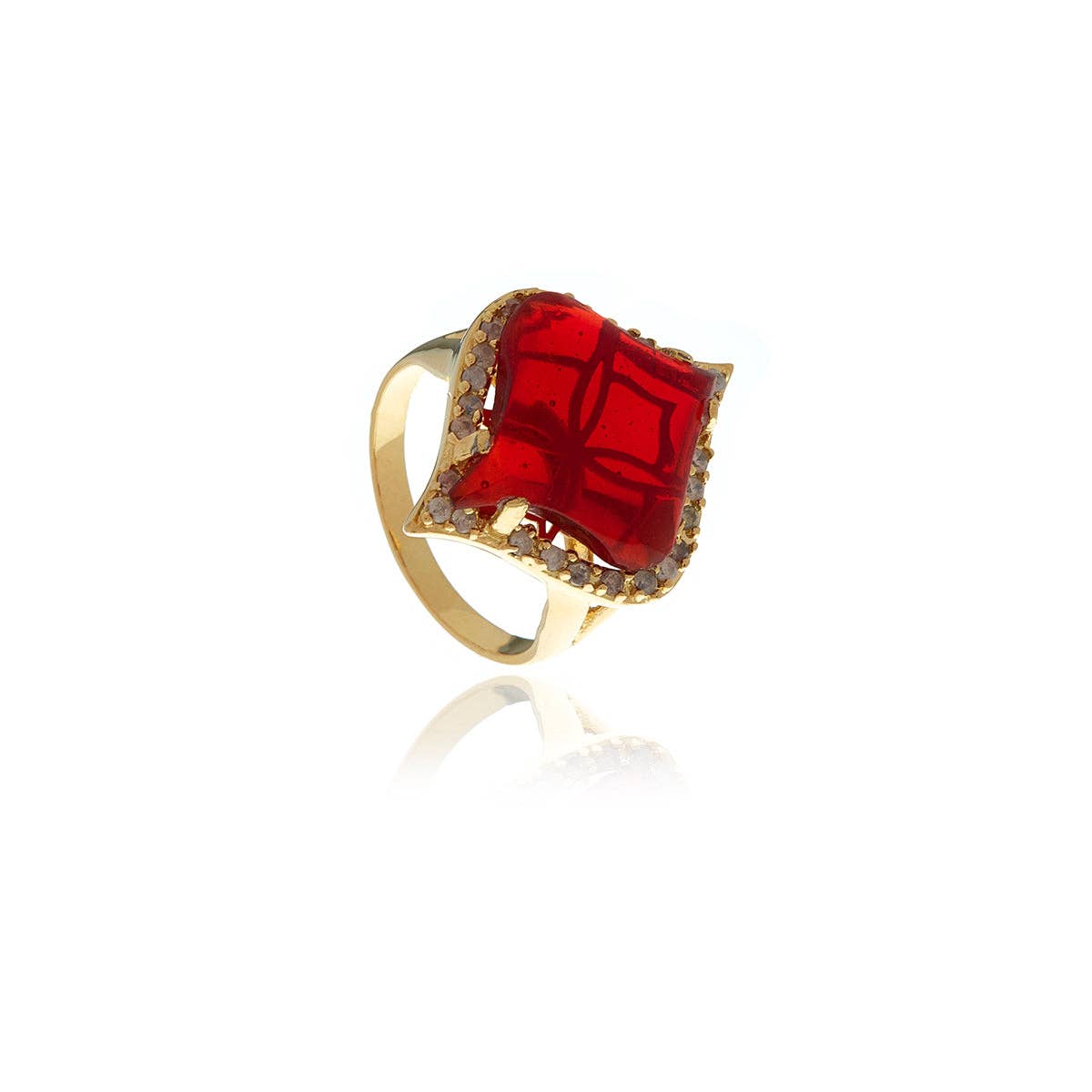 Gold Petal Garnet Crystal Ring. 6 of 8.