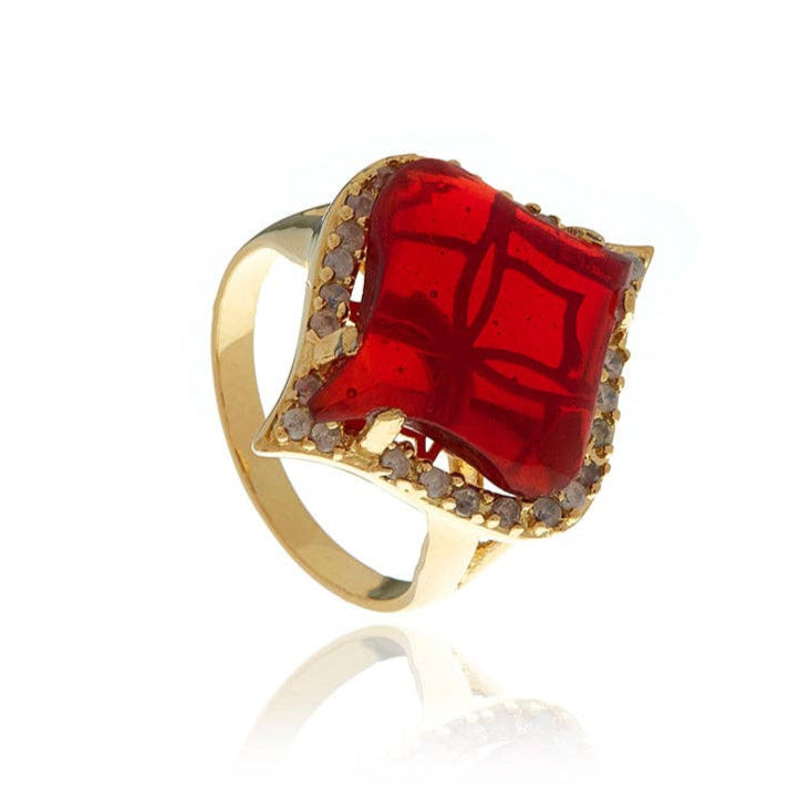 Gold Petal Garnet Crystal Ring. 6 of 8.