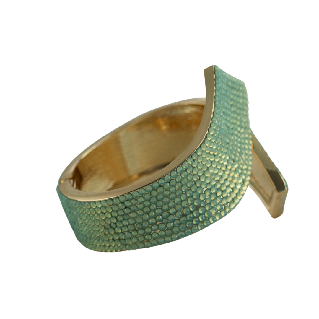 Hit 'Em Up in Style Crystal Bangle Bracelet - Green