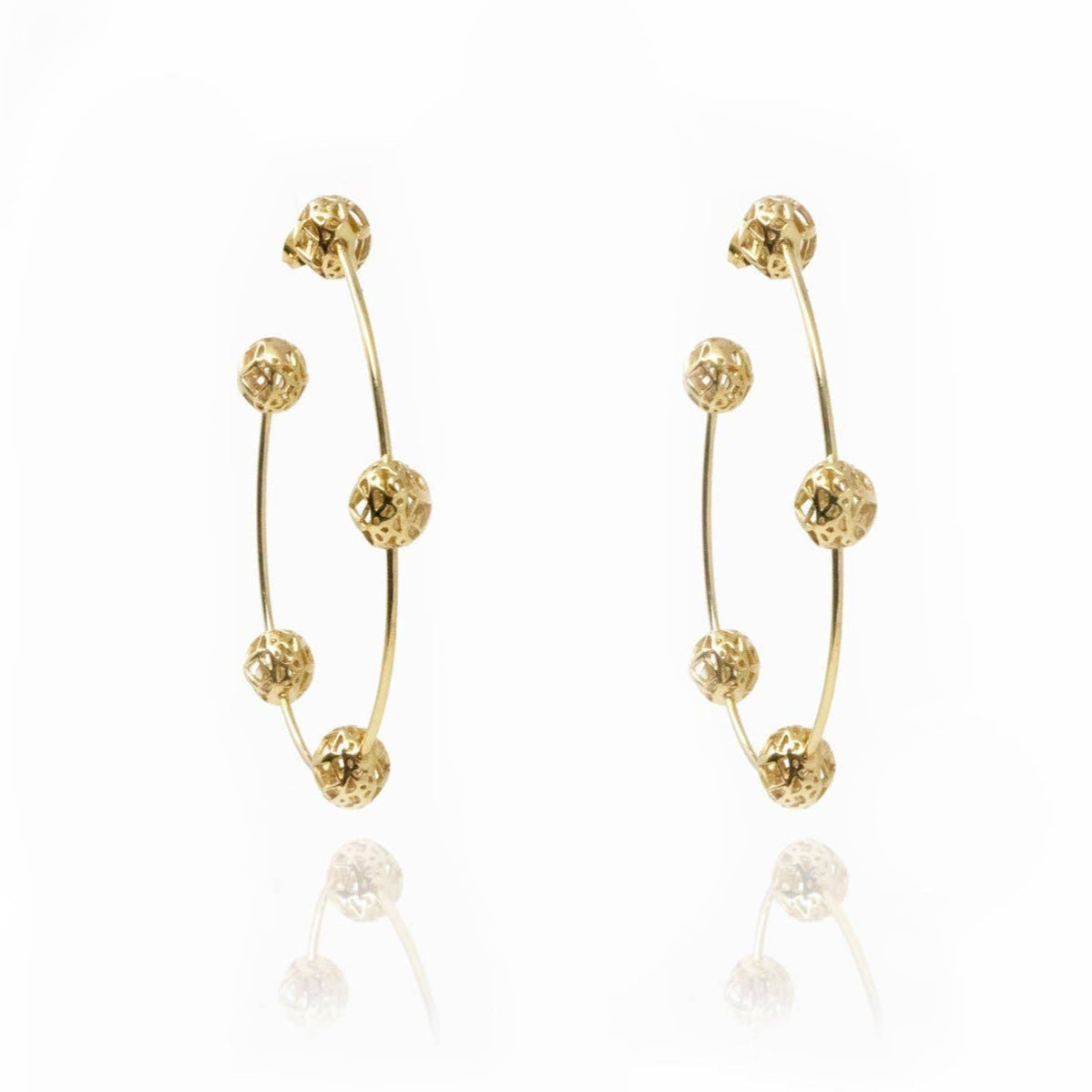 Gold Signature Sphere Hoops. 1 of 2.