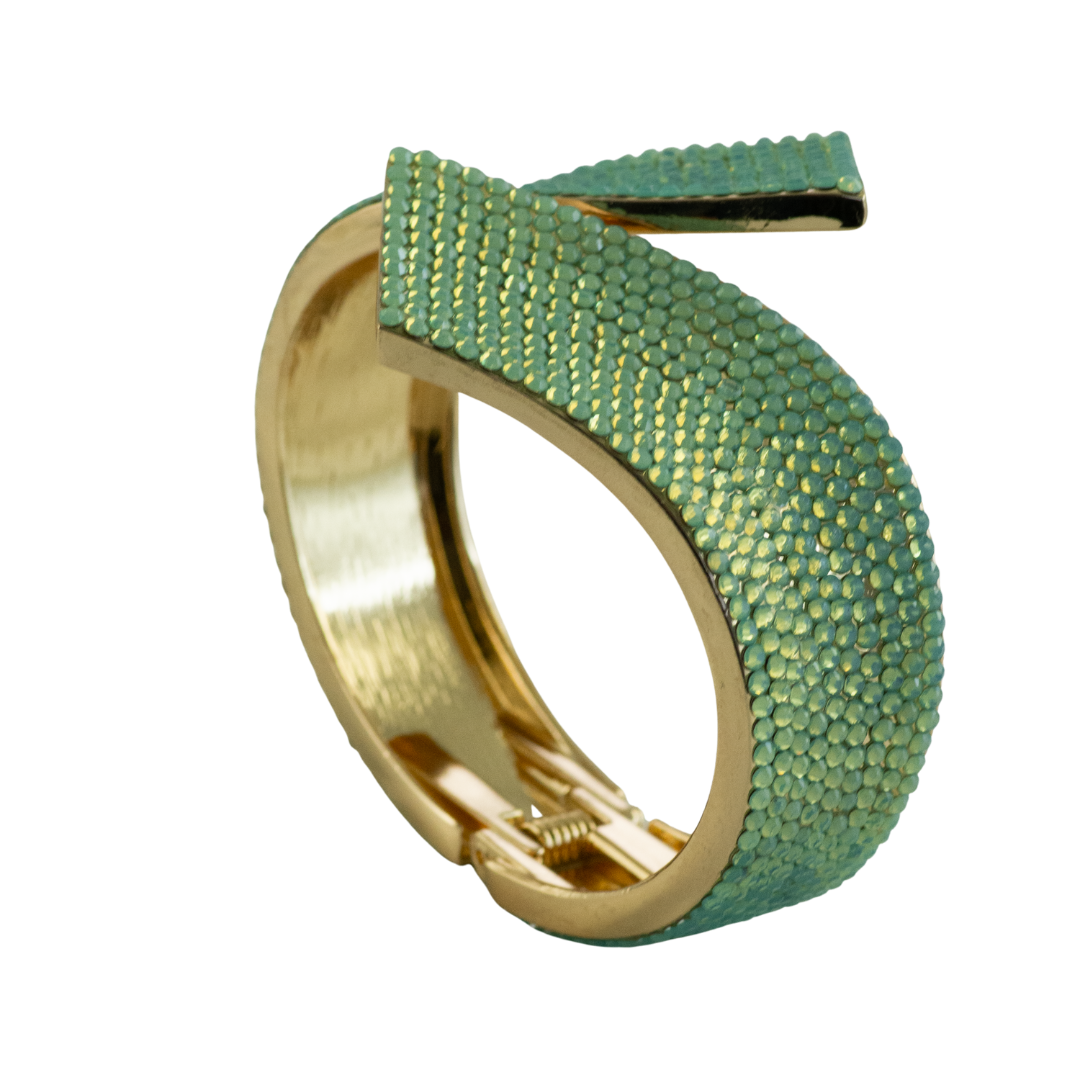 Hit 'Em Up in Style Crystal Bangle Bracelet - Green