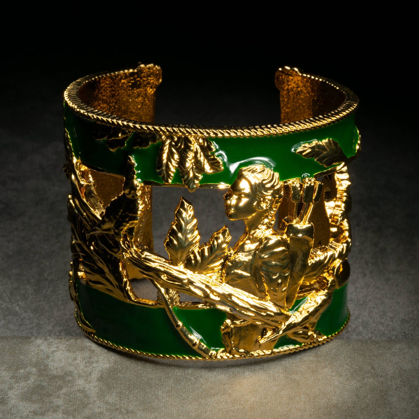 Vigor Cuff Bracelet - Hunter Green & Gold