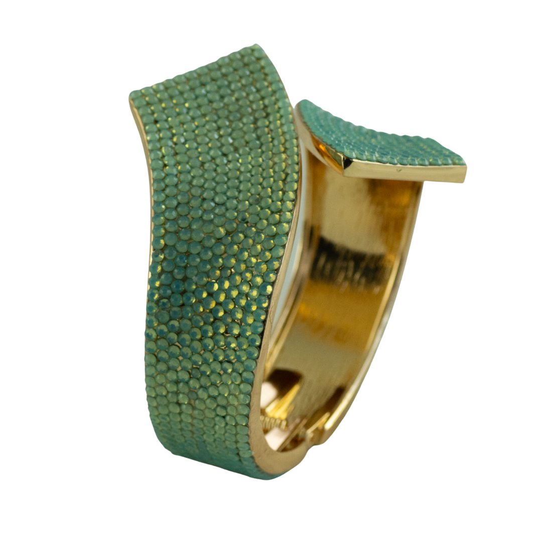Hit 'Em Up in Style Crystal Bangle Bracelet - Green