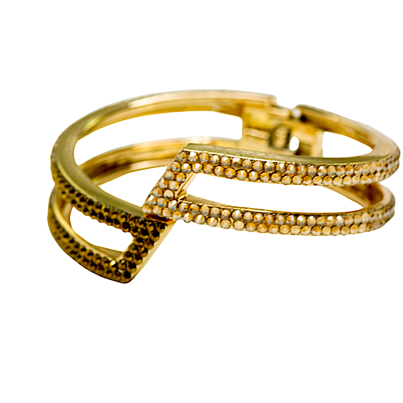 I'm Wearing Nothing Crystal Bangle Bracelet - Two-Tone Gold