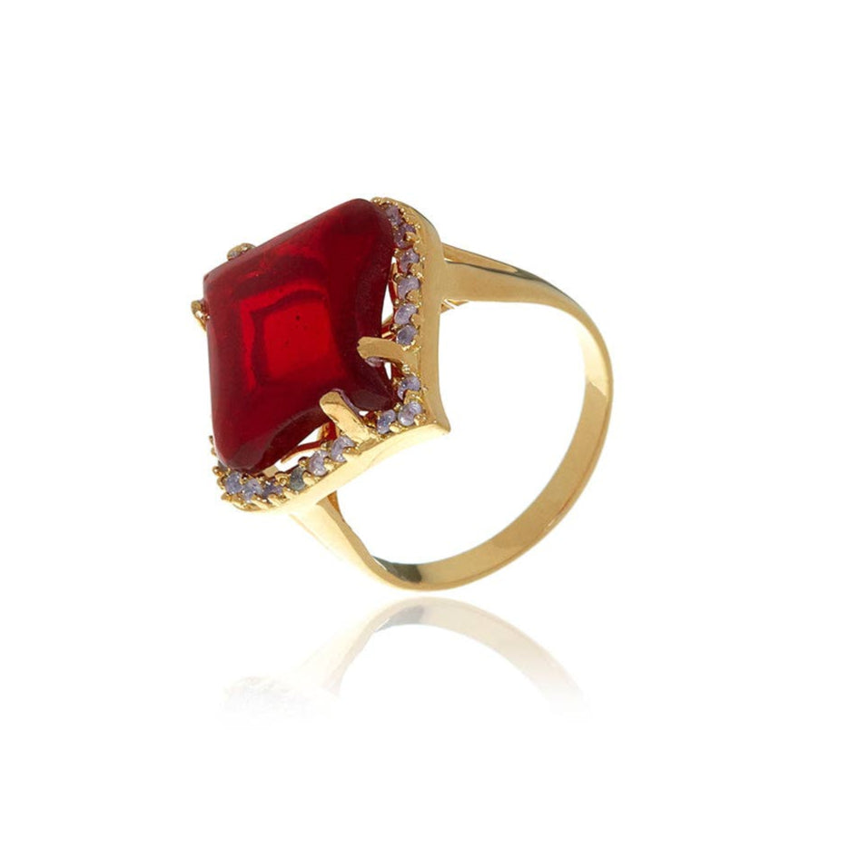 Gold Petal Garnet Crystal Ring. 4 of 8.