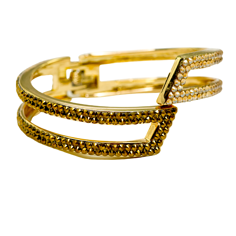 I'm Wearing Nothing Crystal Bangle Bracelet - Two-Tone Gold