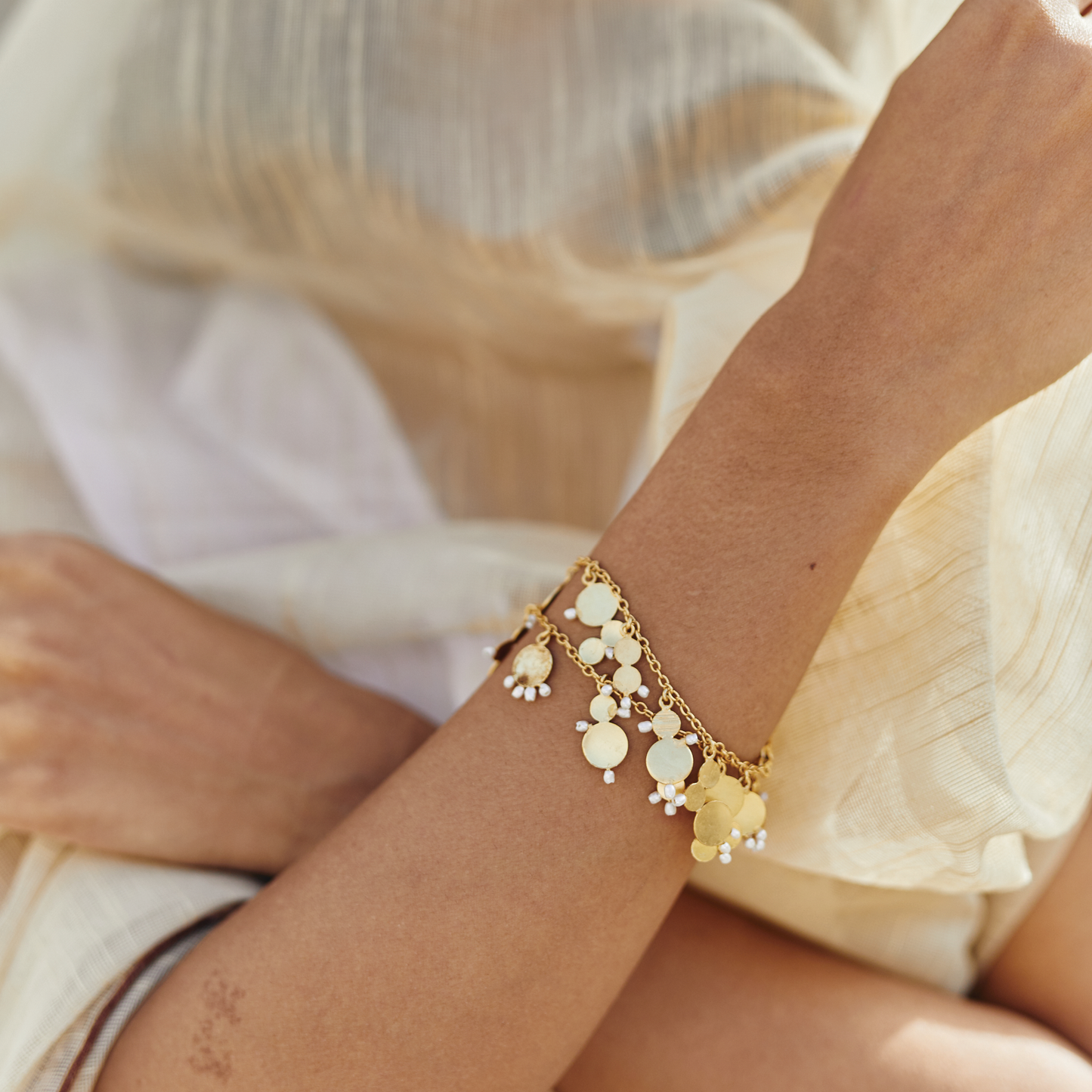 Pearl & Gold Charm Bracelet Stack (Set of 3)
