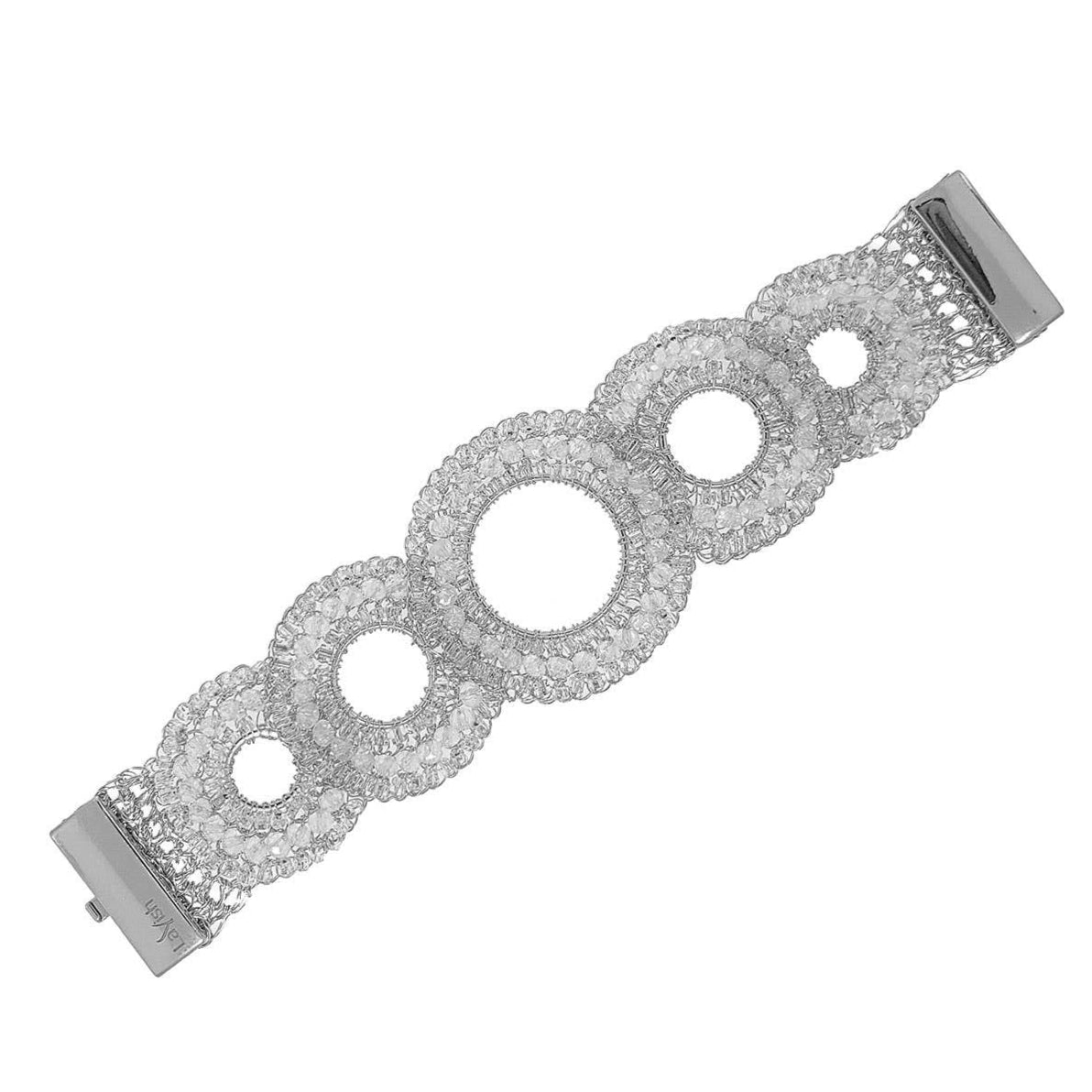 Clear White Crystal and Silver Gush Bracelet. 1 of 2.