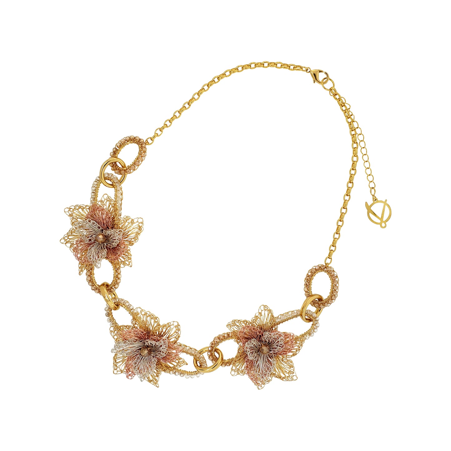 Trio Gold Rose Links Necklace. 1 of 1.