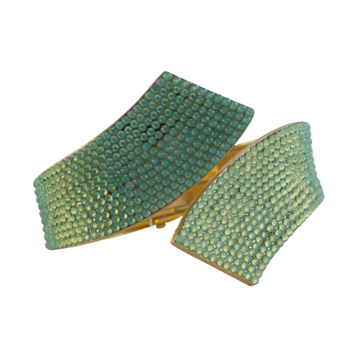 Hit 'Em Up in Style Crystal Bangle Bracelet - Green