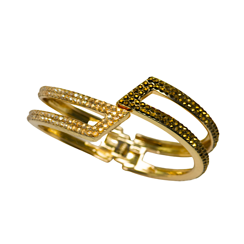 I'm Wearing Nothing Crystal Bangle Bracelet - Two-Tone Gold