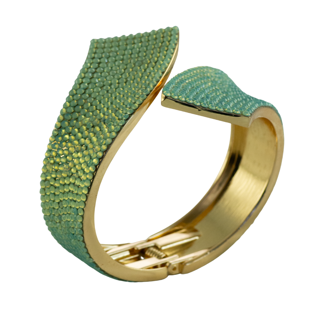 Hit 'Em Up in Style Crystal Bangle Bracelet - Green