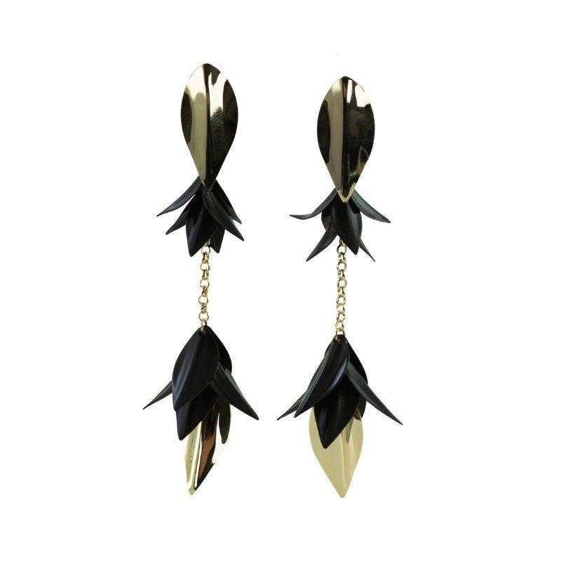 Wild Love Dangle Earrings - Black & Gold