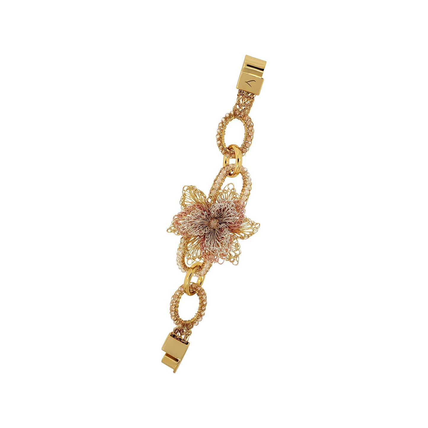 Trio Gold Rose Links Bracelet. 1 of 1.