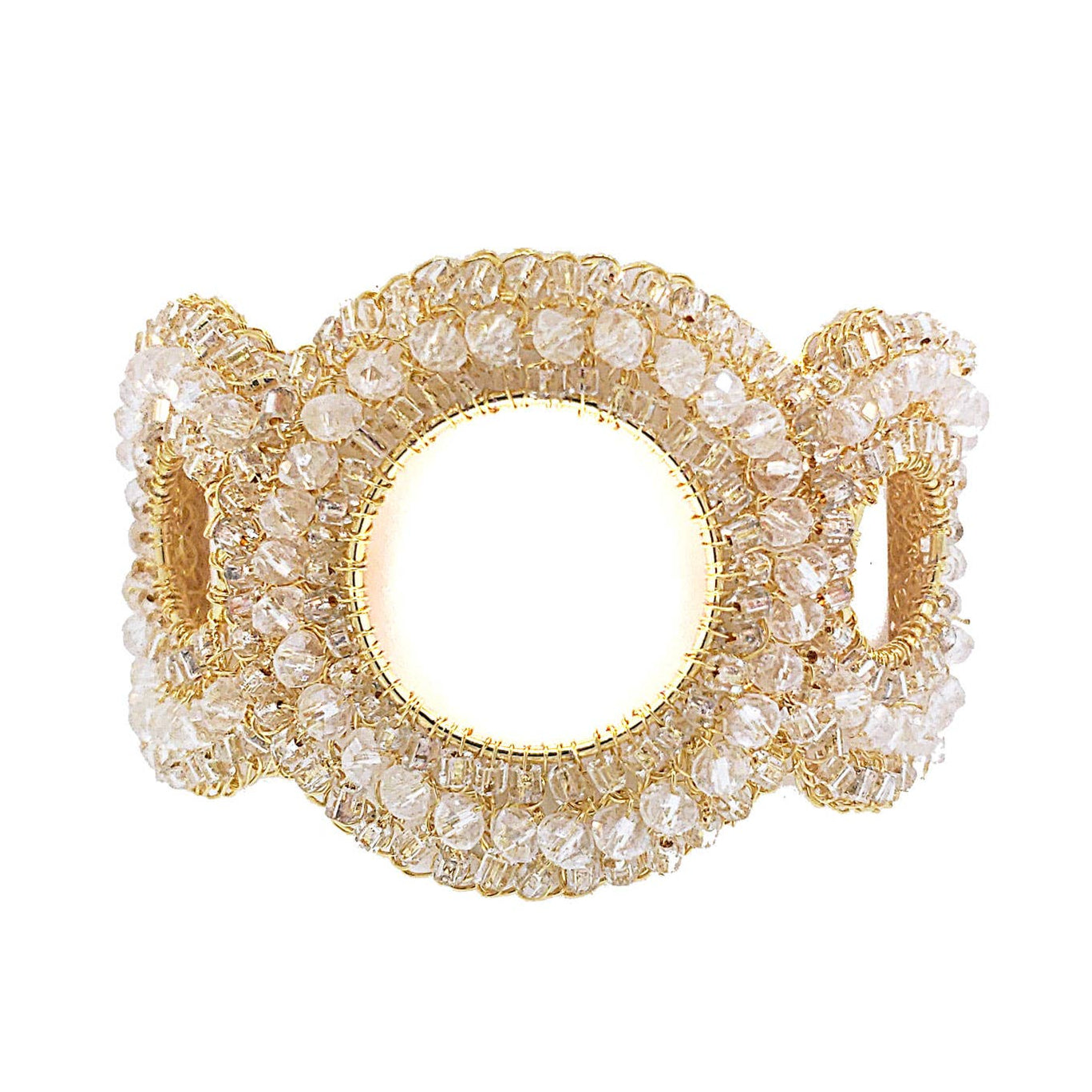Clear White Crystal and Gold Gush Bracelet. 3 of 3.