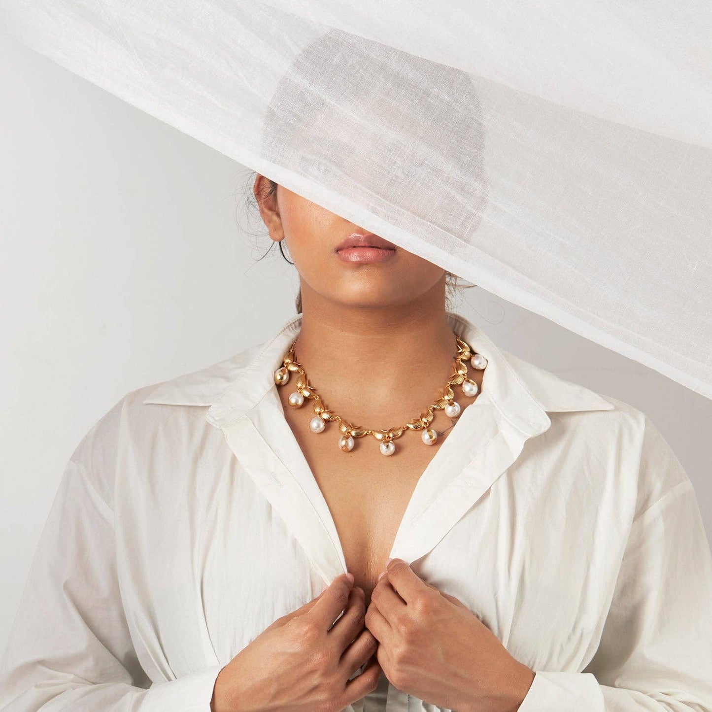 Zooni Gold & Baroque Pearl Necklace. 6 of 7.