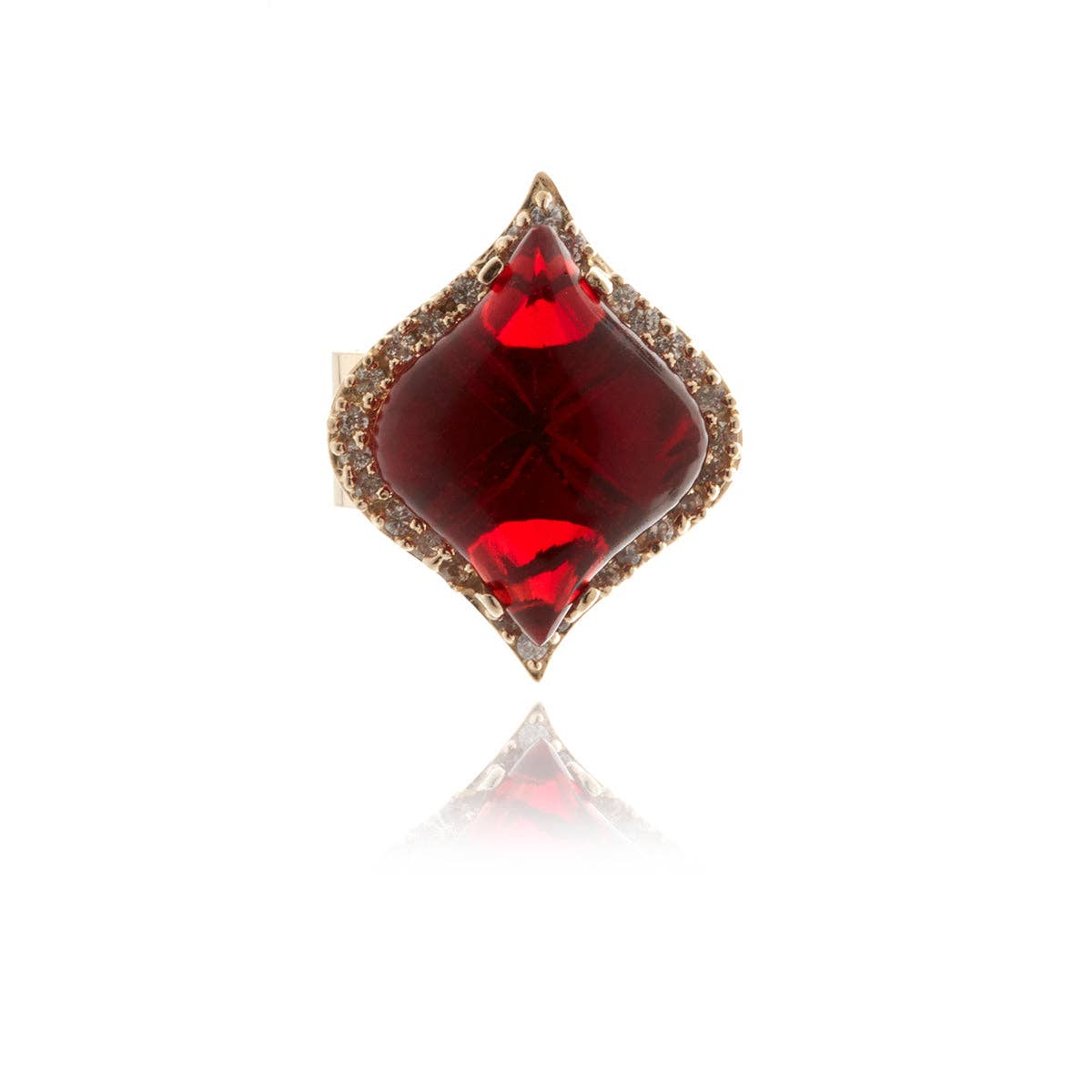 Gold Petal Garnet Crystal Ring. 3 of 8.
