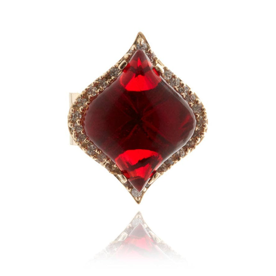 Gold Petal Garnet Crystal Ring. 3 of 8.