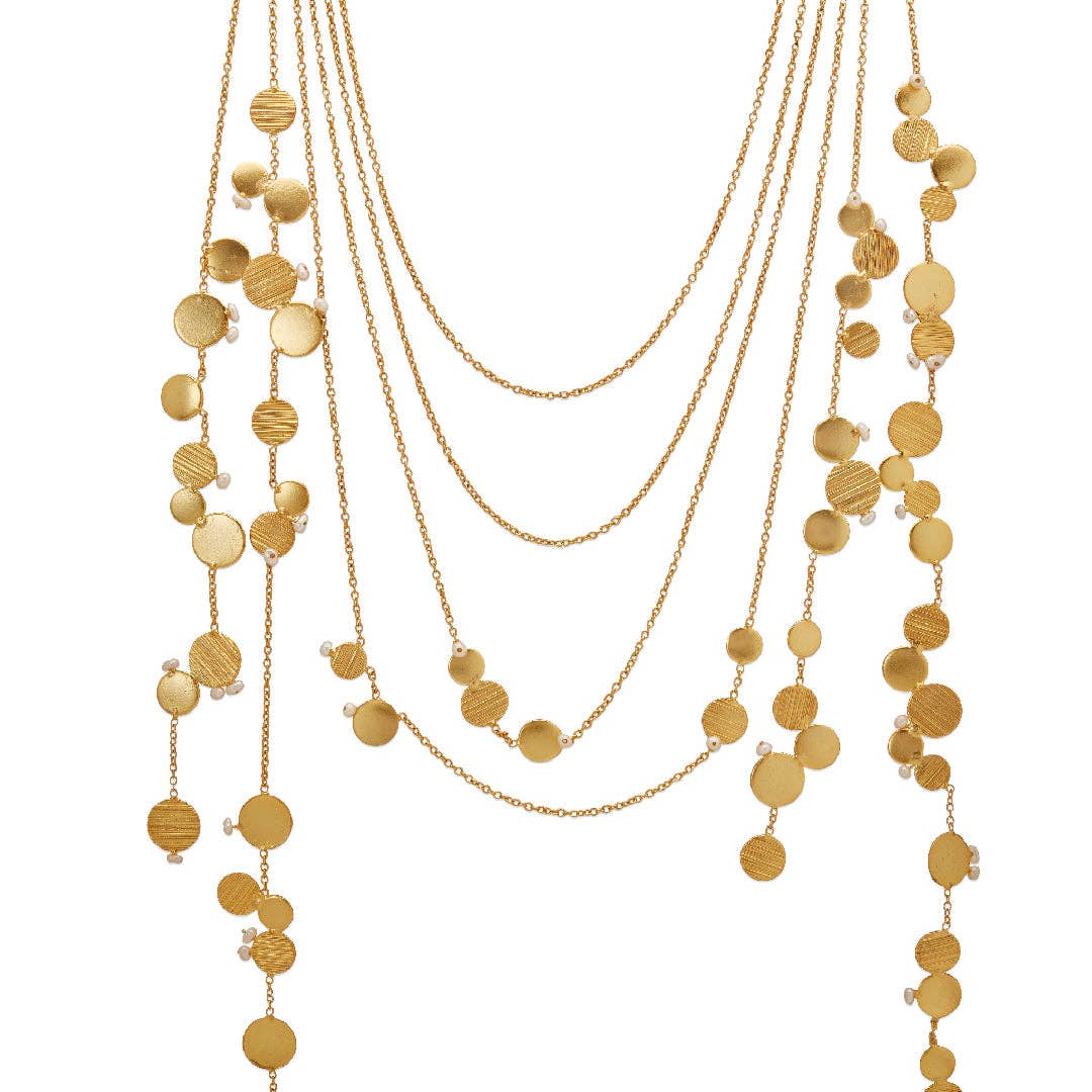Aire Gold & Pearl Layered Chain Necklace. 3 of 5.