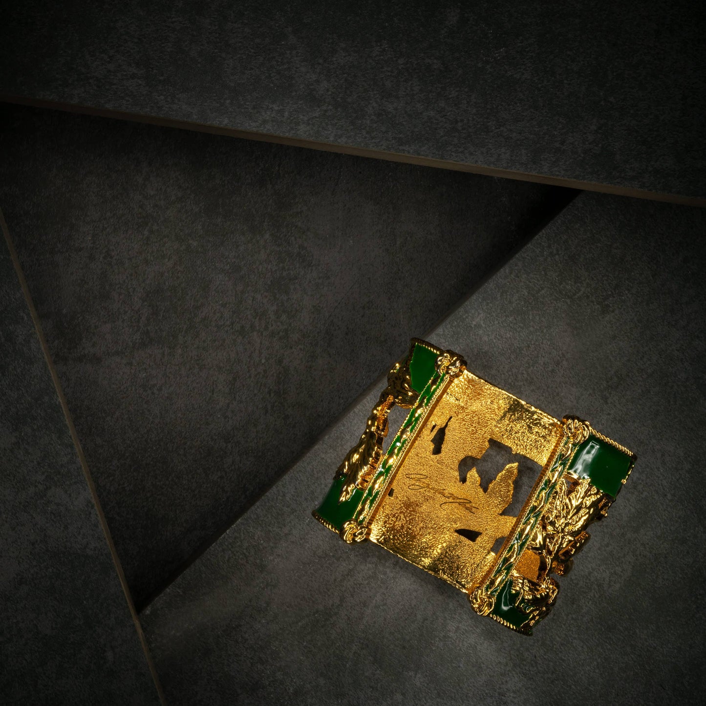 Vigor Cuff Bracelet - Hunter Green & Gold