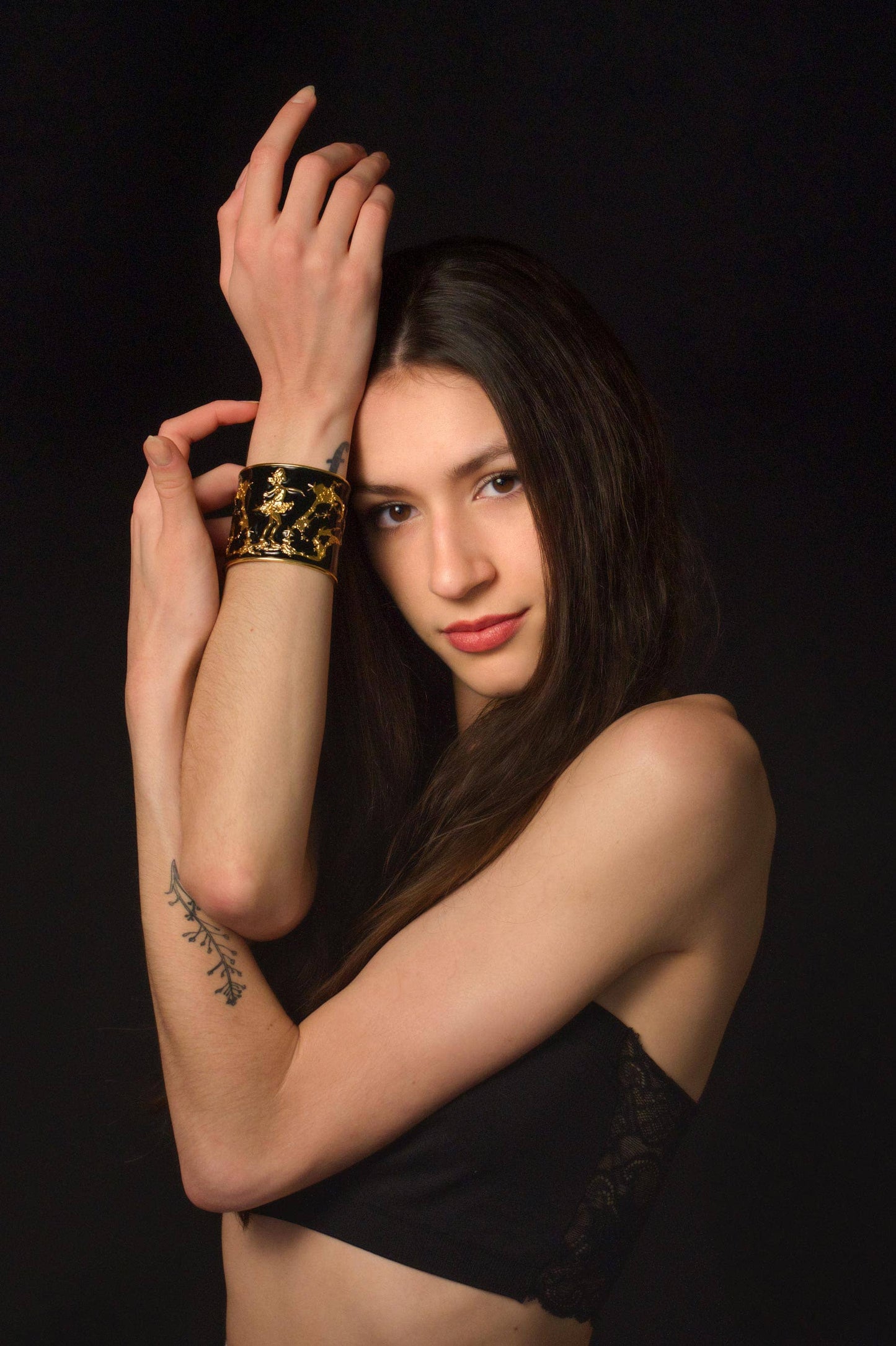 She Moves The Stars Cuff Bracelet - Black & Gold