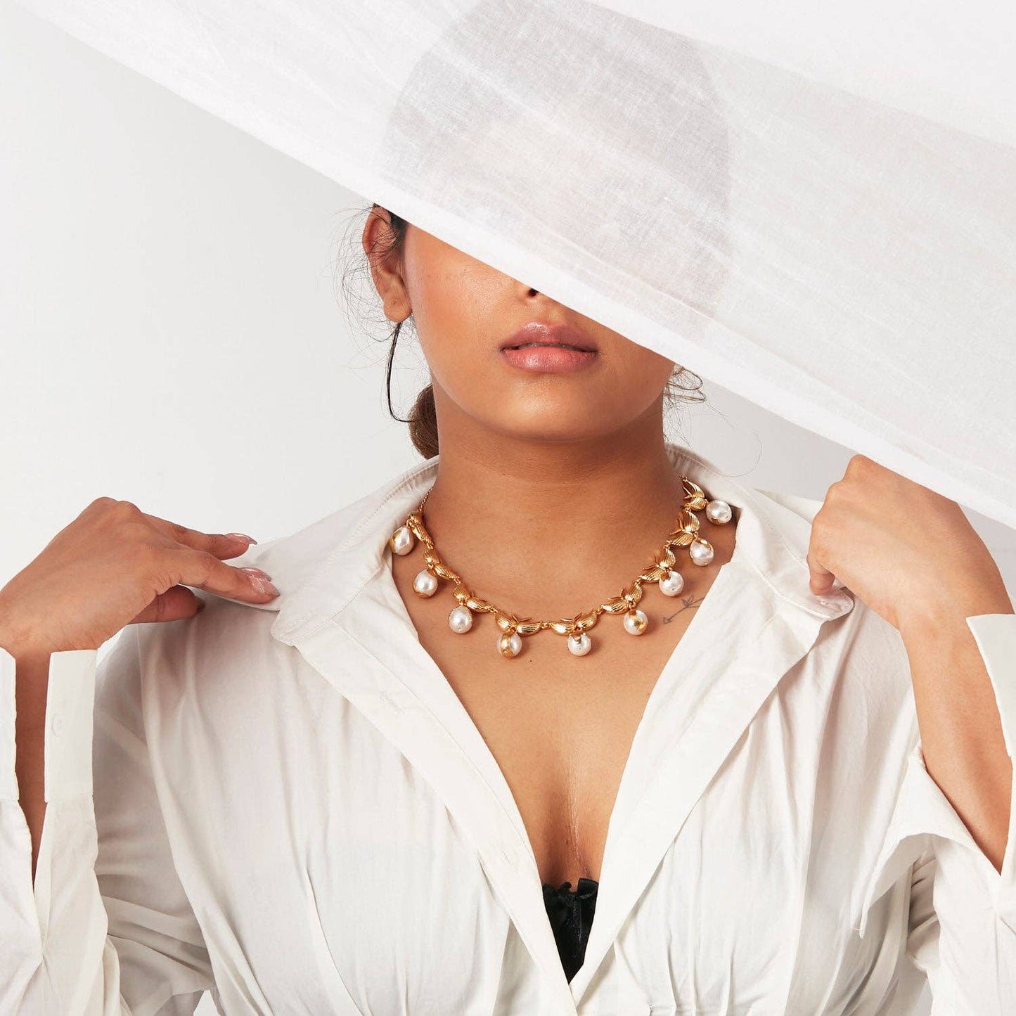 Zooni Gold & Baroque Pearl Necklace. 2 of 7.