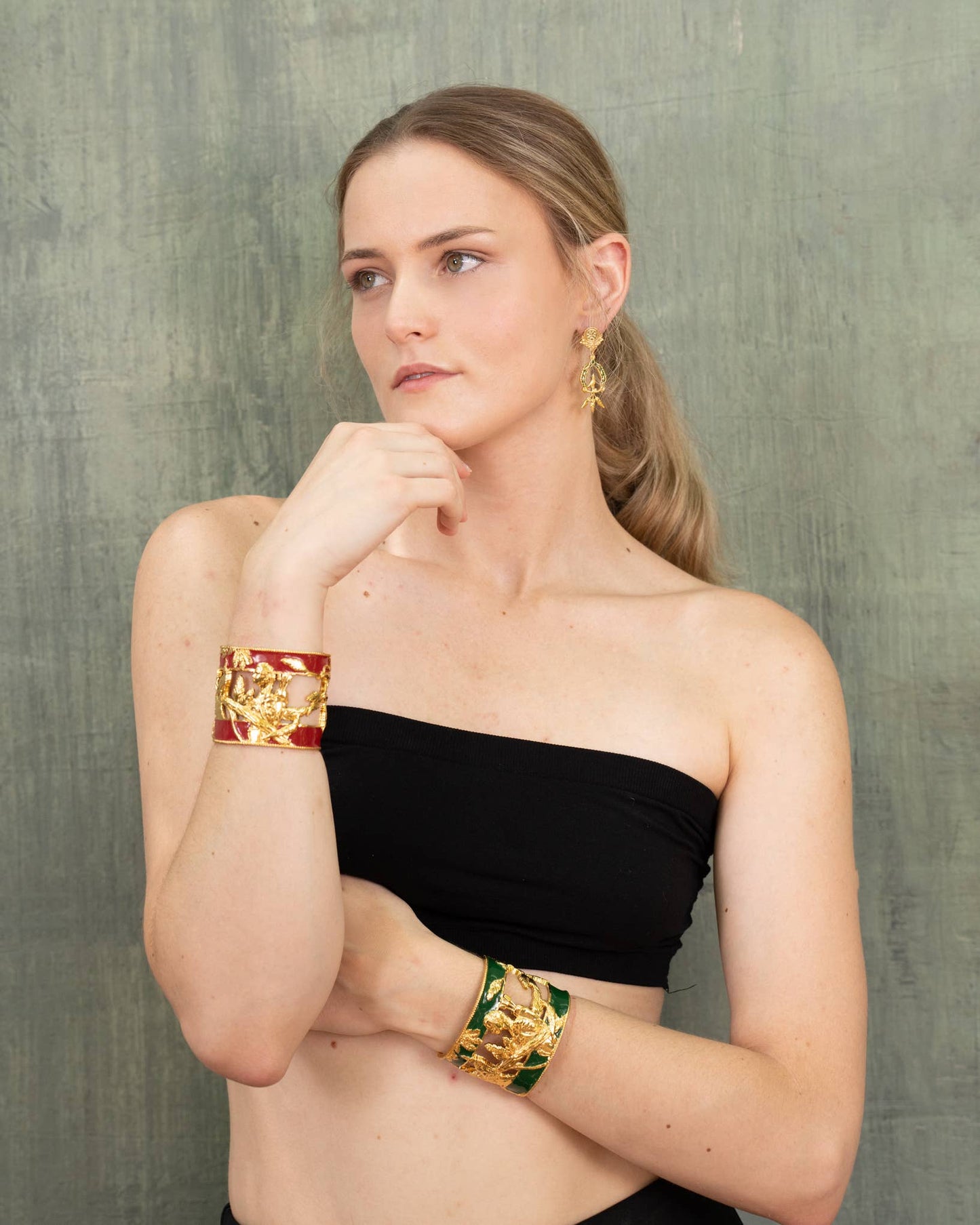 Vigor Cuff Bracelet - Crimson & Gold