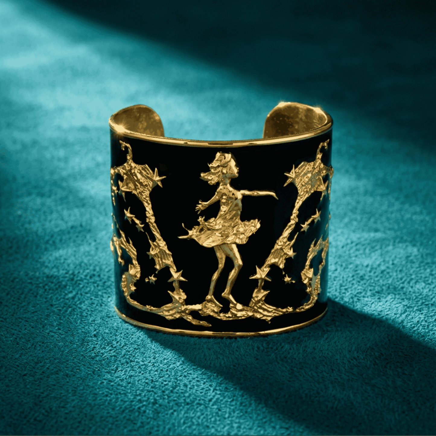 She Moves The Stars Cuff Bracelet - Black & Gold