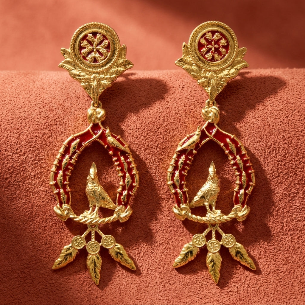 Vigor Drop Earrings - Crimson & Gold