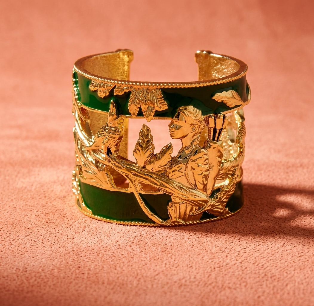 Vigor Cuff Bracelet - Hunter Green & Gold