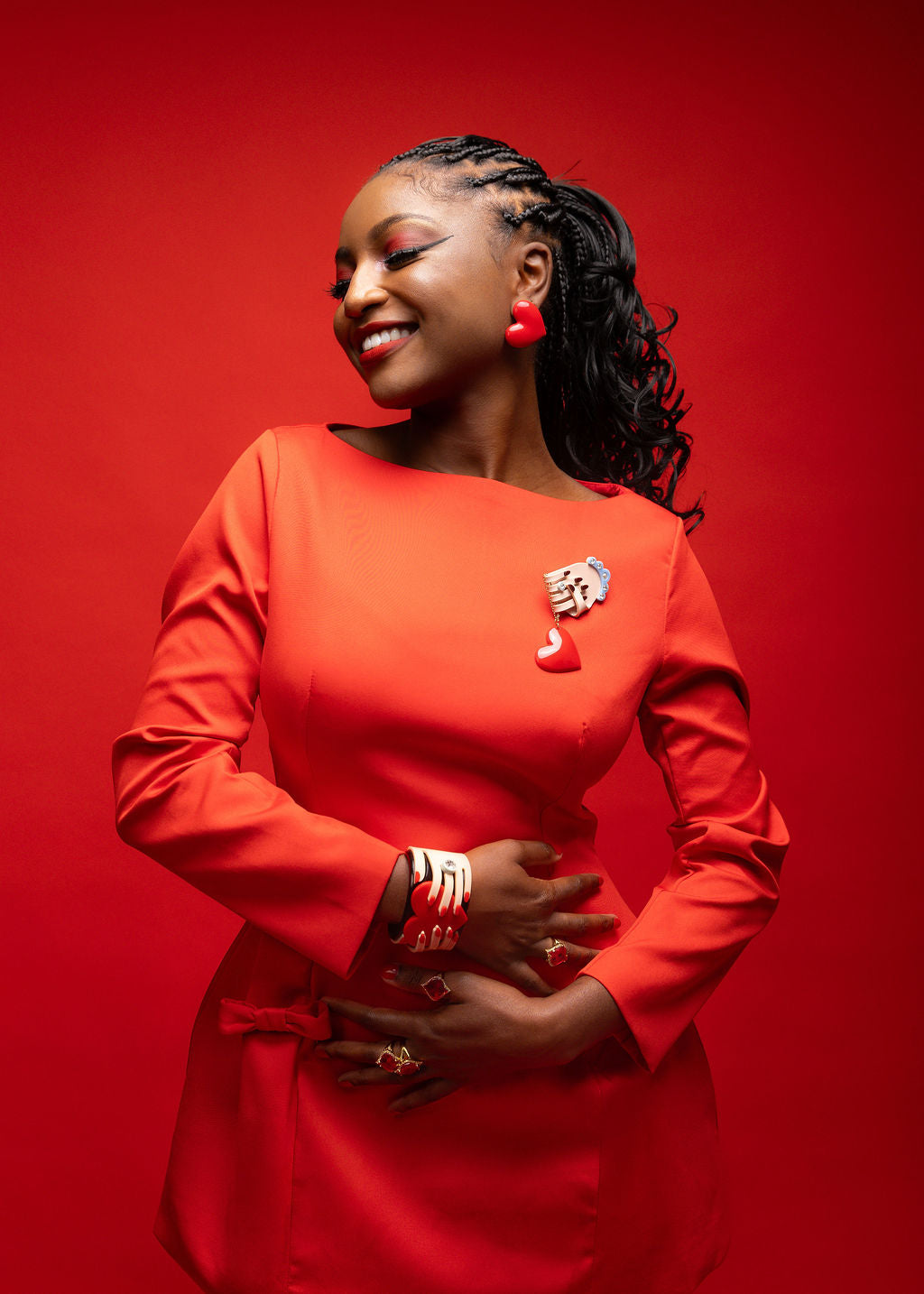 Heart & Hands Acrylic Dangle Brooch