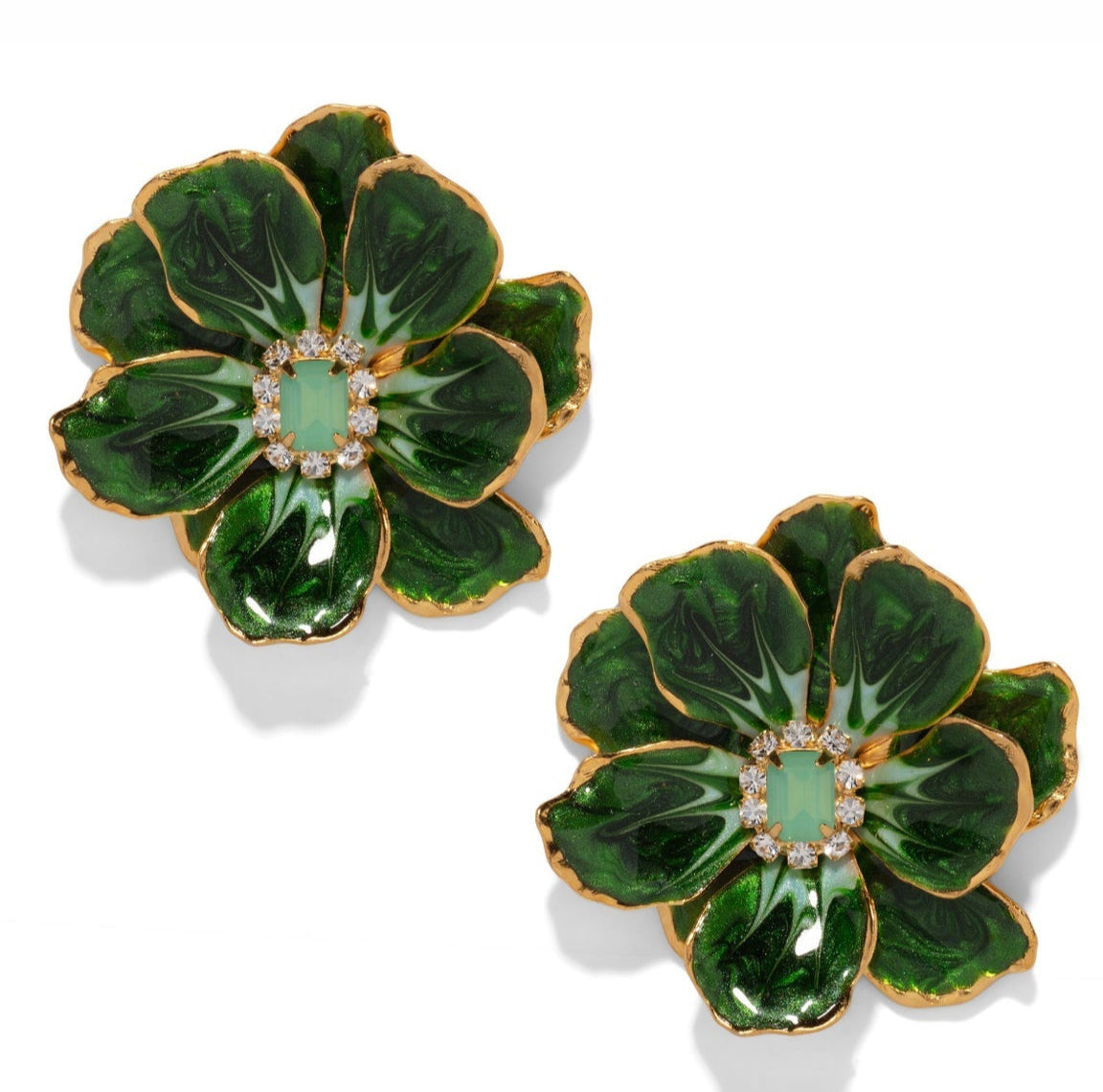 Jewel Box Floral Earrings - Spruce Green