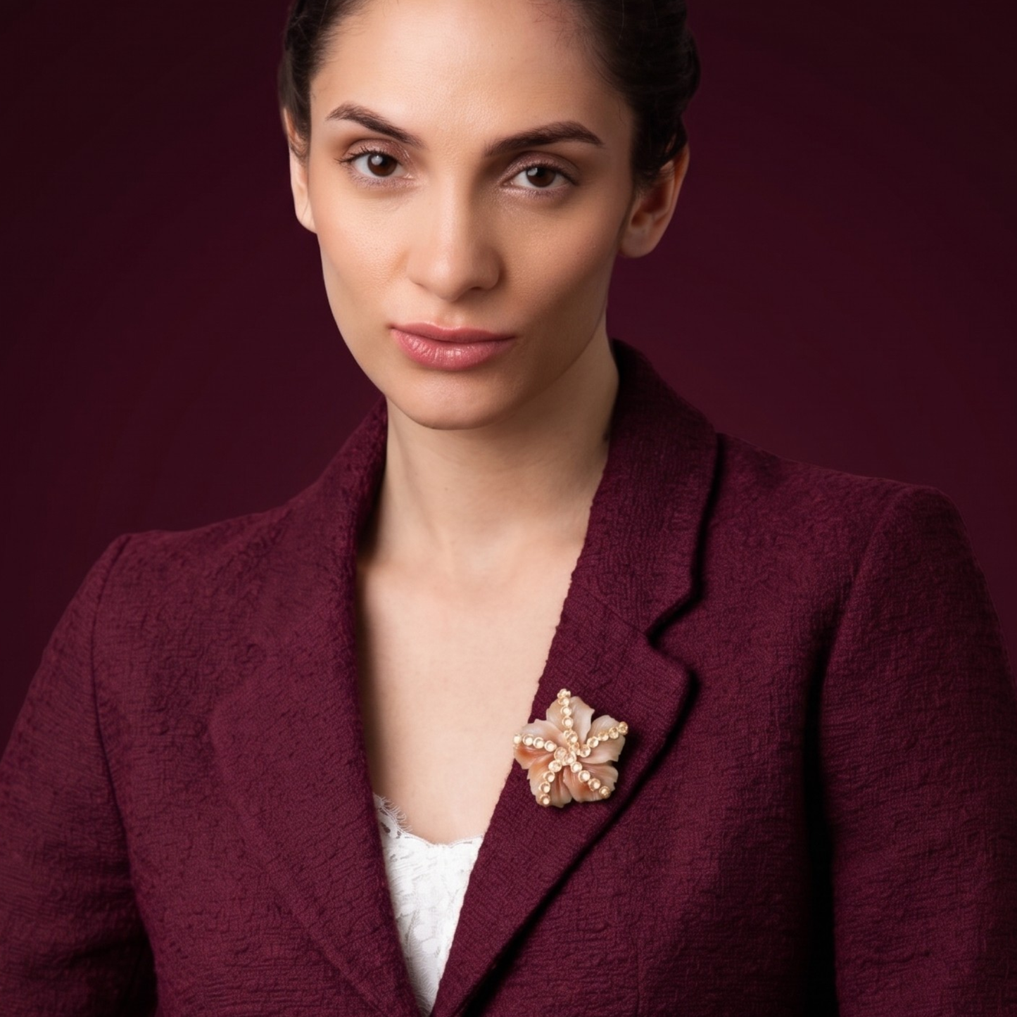 Alondra Floral Brooch - Peach Quartzite
