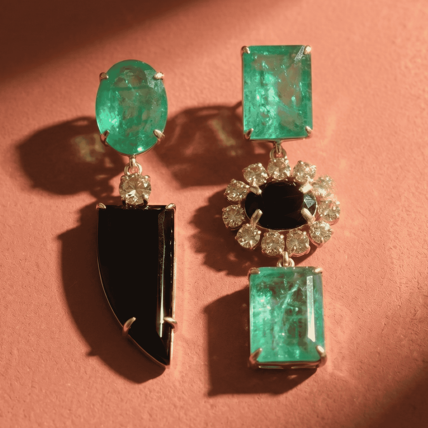 Britton Drop Earrings - Onyx & Green Fluorite