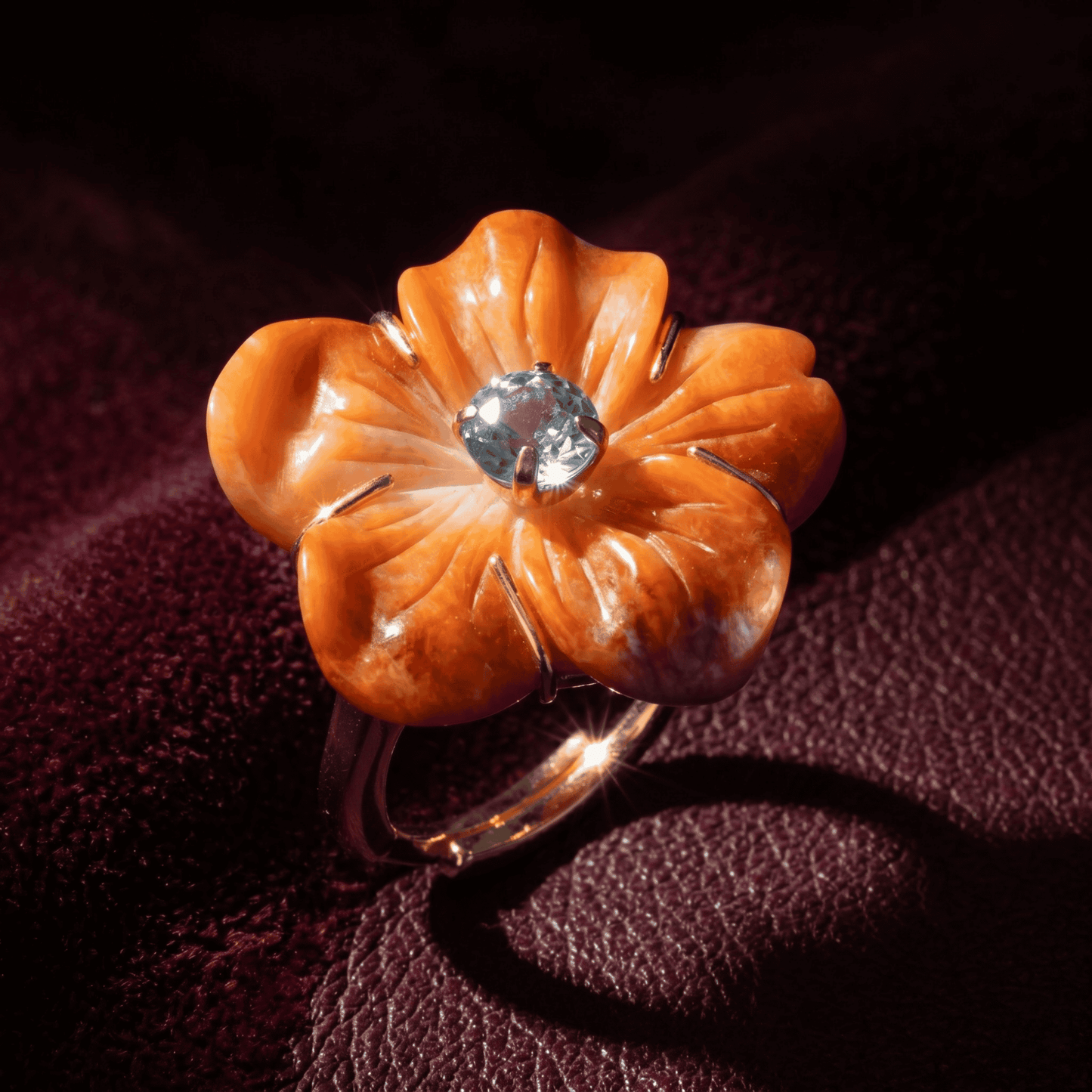 Persephone Floral Cocktail Ring - Orange