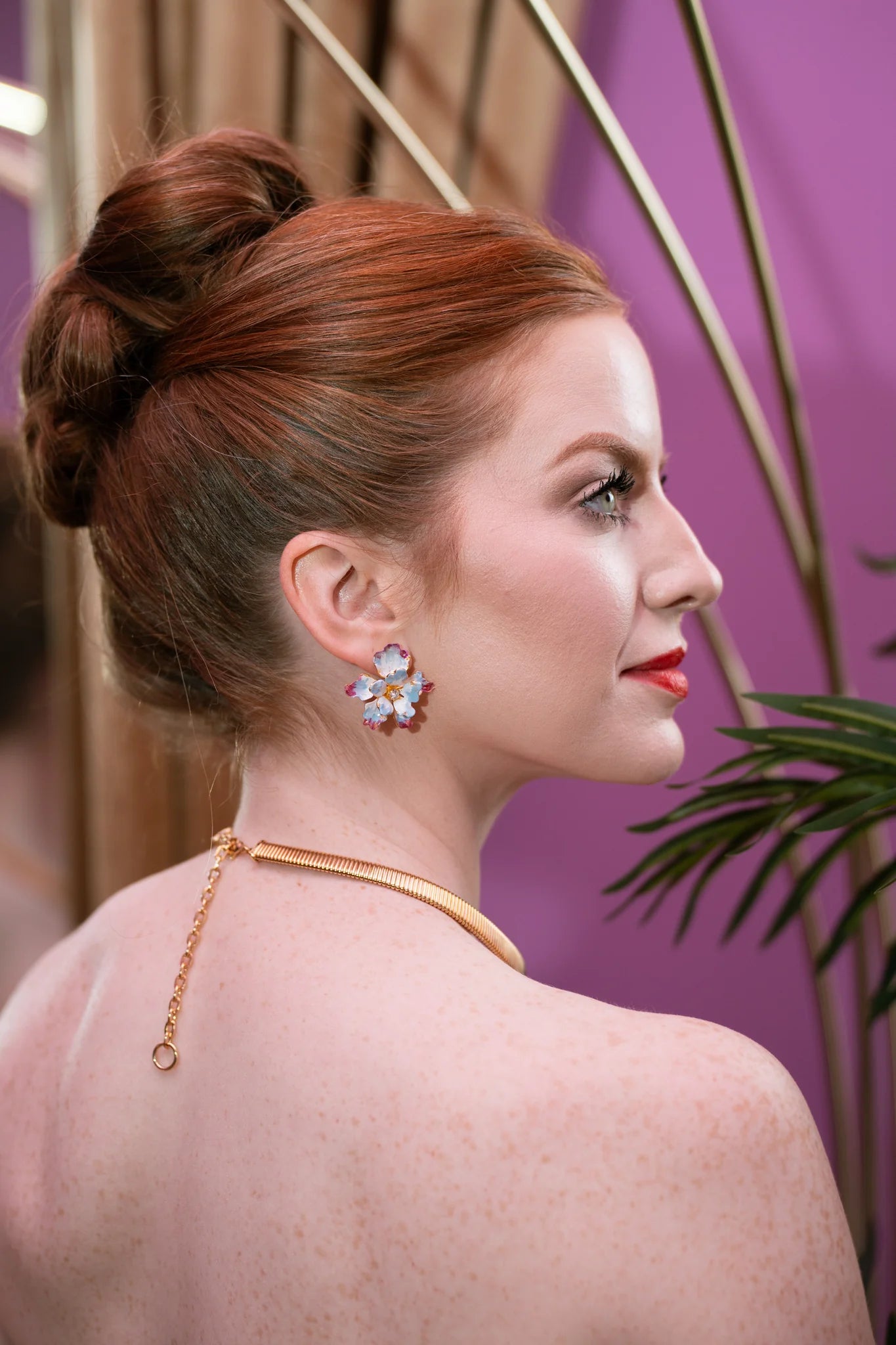 Paris Floral Stud Earrings - Blue