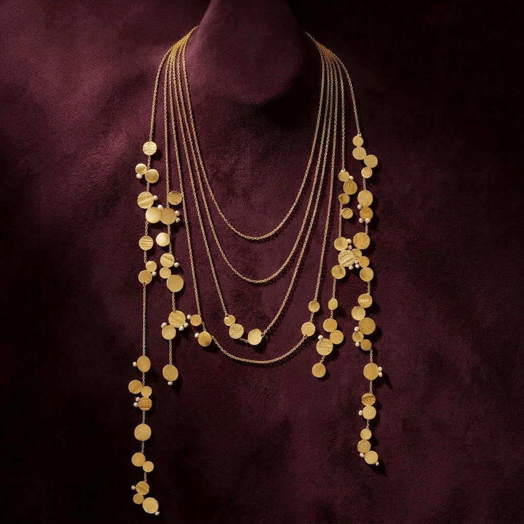 Aire Layered Chain Necklace - Gold & Pearl