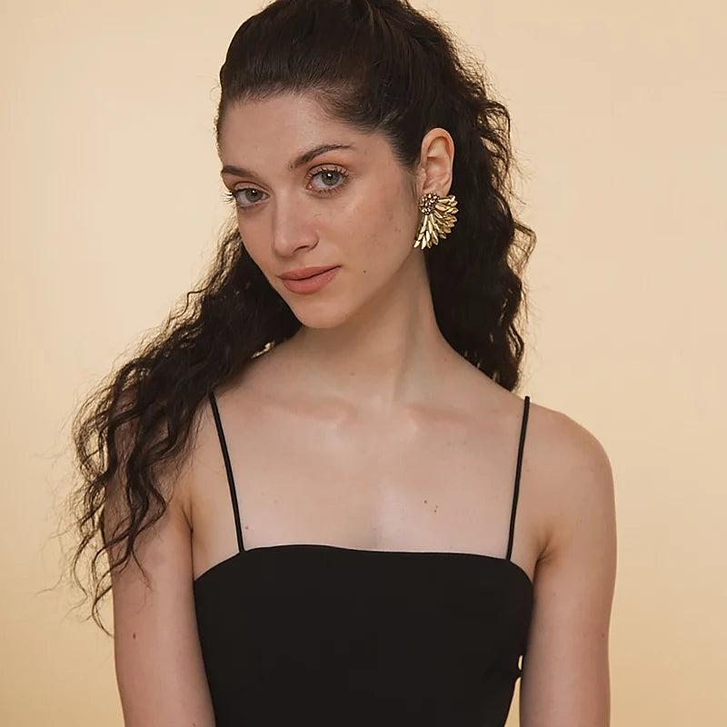 Perry Metallic Wing Earrings - Gold