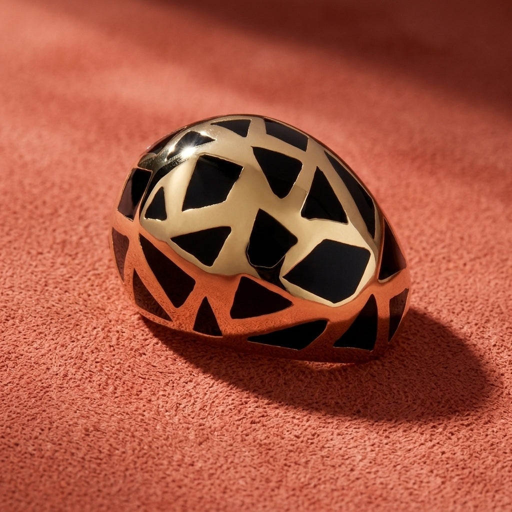 Les Racines Ceramic Ring - Black & Gold
