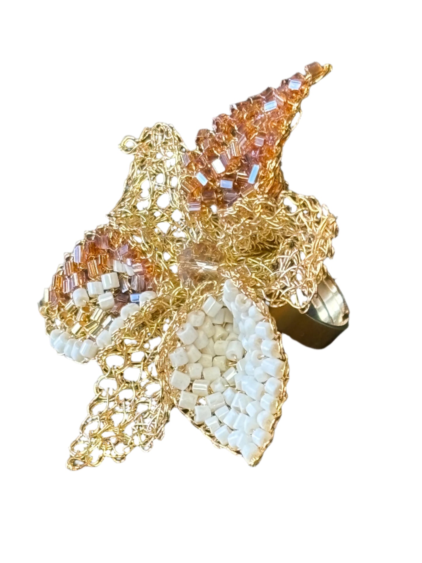 Gold & Crystal Lily RIng. 6 of 7.