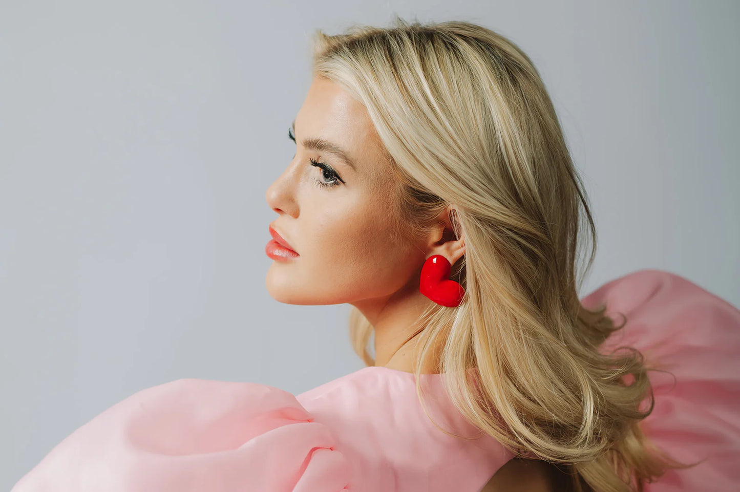 Red Oversized Puff Heart Earrings