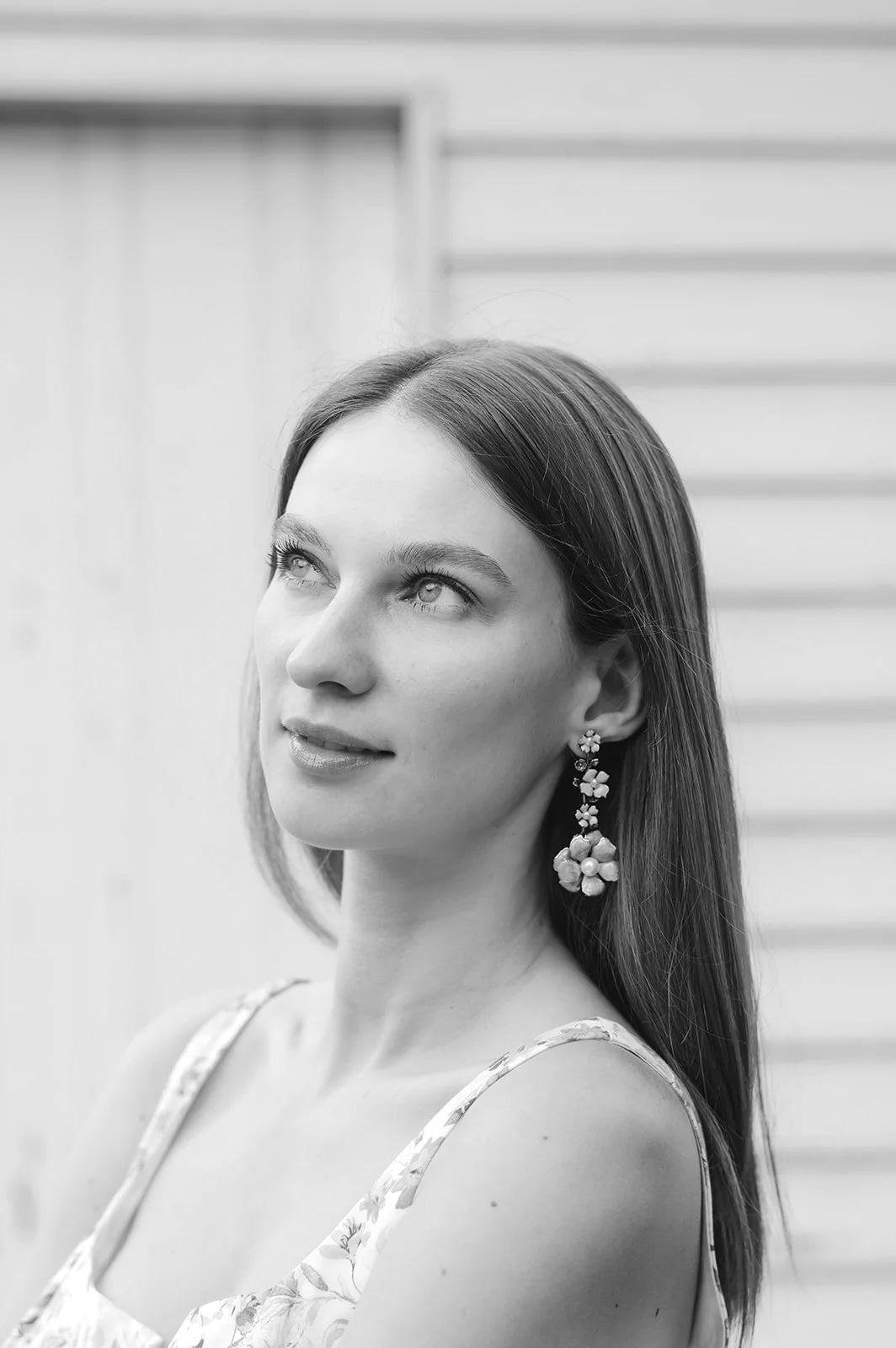 Lime & White Big Bloom Enamel Drop Earrings