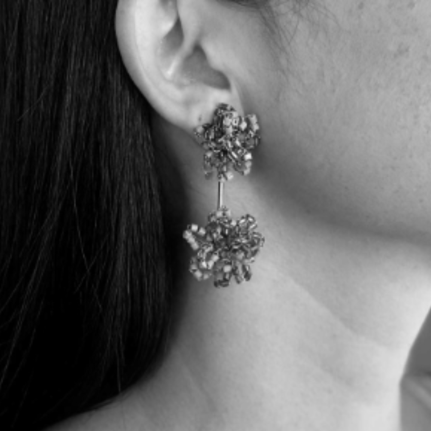 Agatha Beaded Pom-Pom Drop Earrings