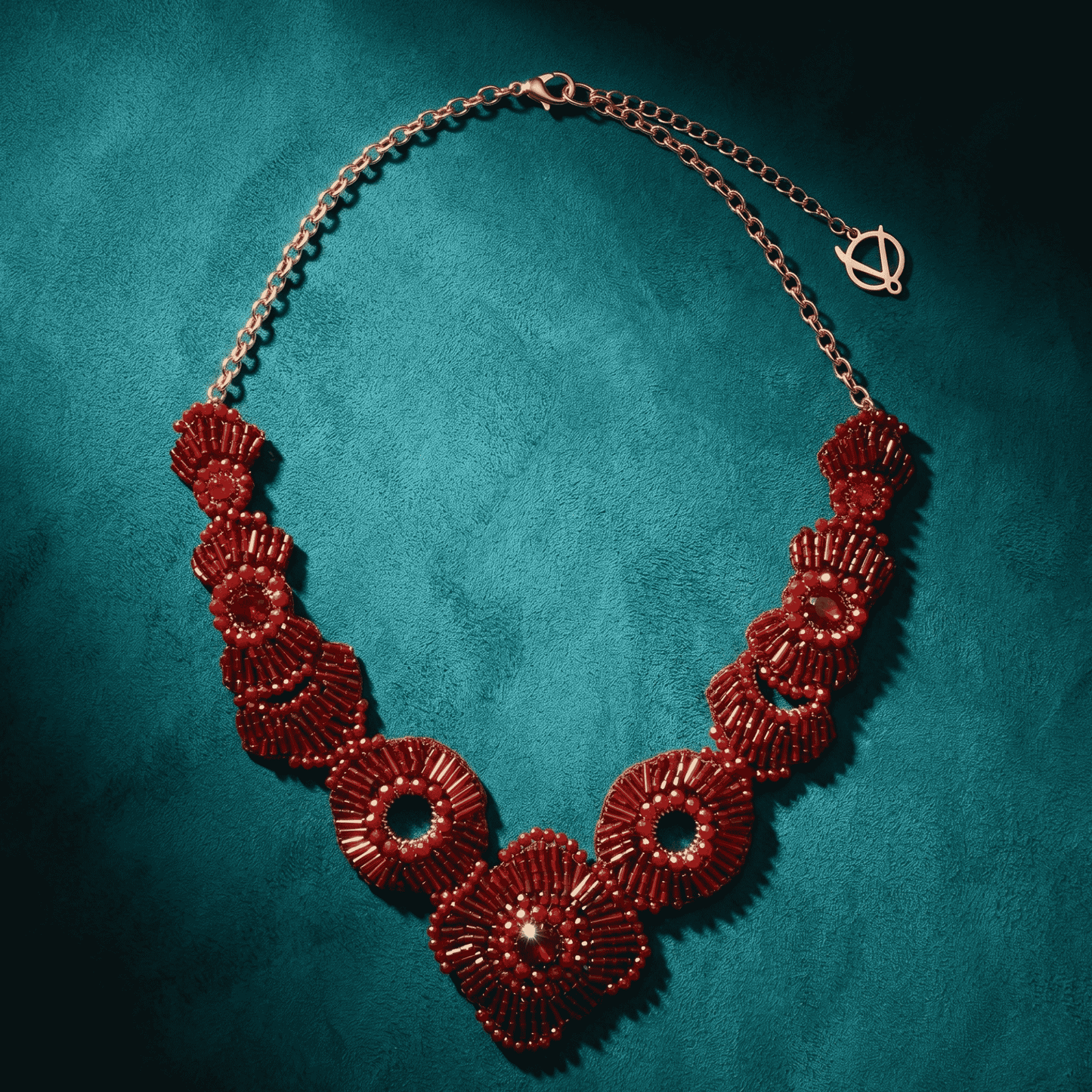 Chess Beaded Necklace - Cherry Red
