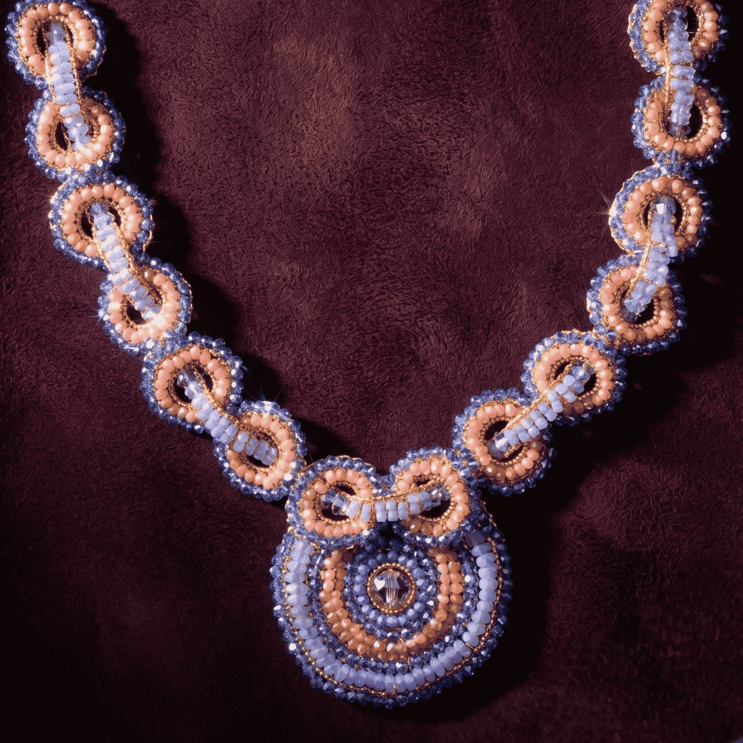 Coco Beaded Maxi Bib Necklace - Pink & Blue