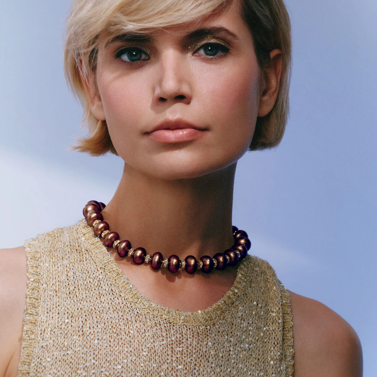 Mika Beaded Collar Necklace - Chocolate Cherry