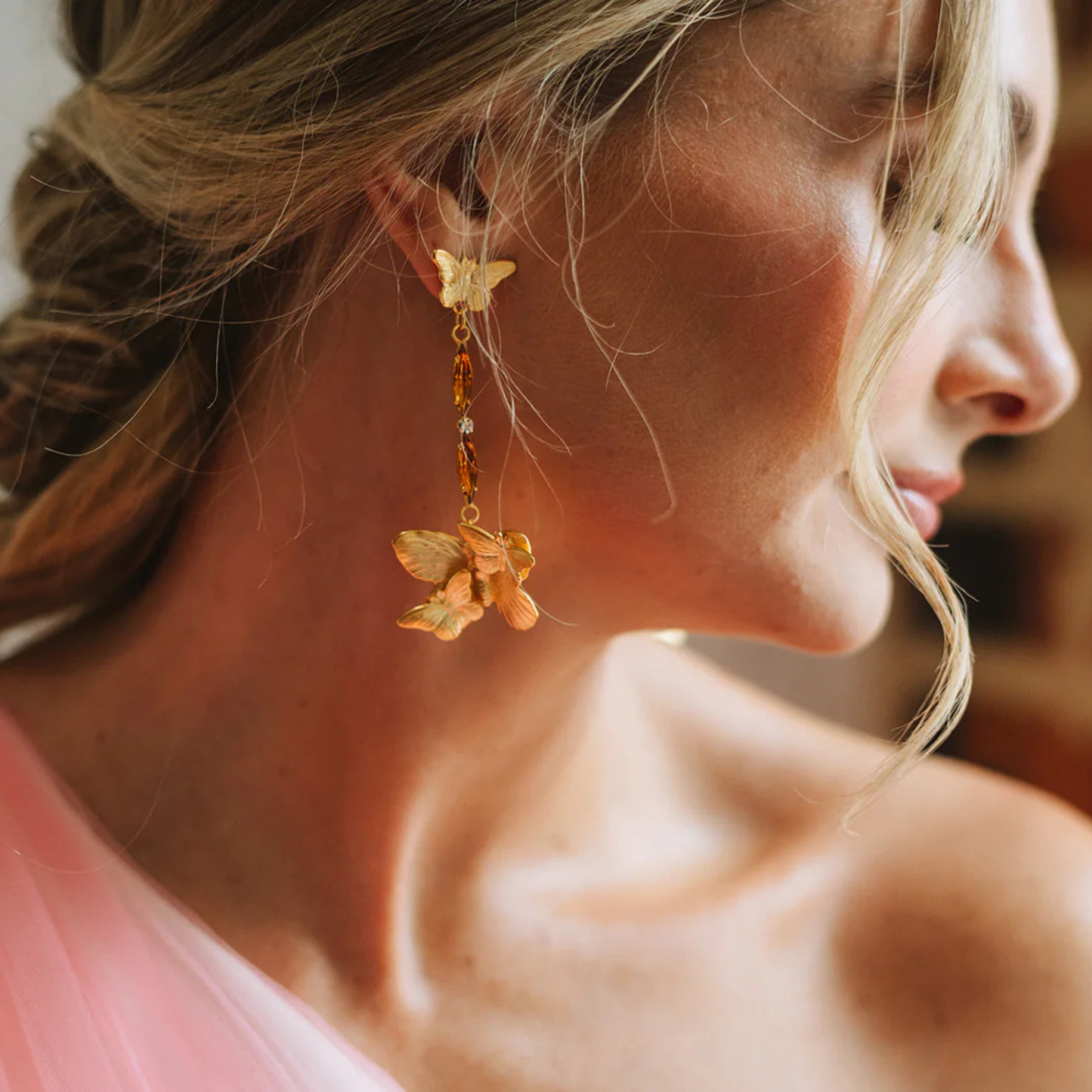 Oscar Gold Butterfly Dangle Earrings