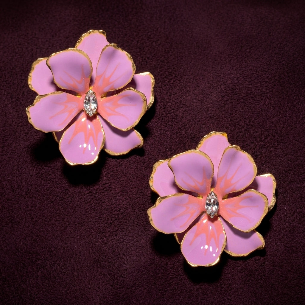 Jewel Box Floral Earrings - Lavender Peony